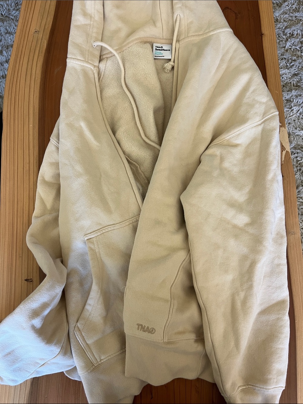 Aritzia TNA Cream Hooded Sweatshirt Jacket